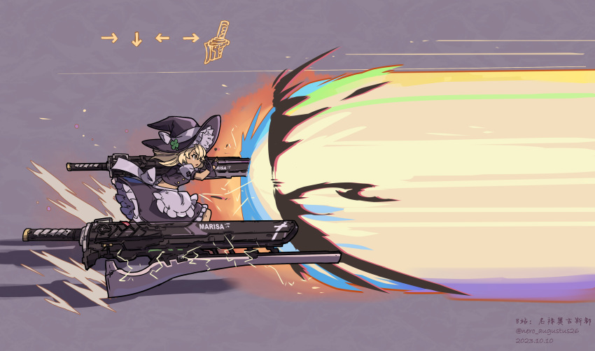 1girl, absurdres, apron, black_headwear, black_skirt, black_vest, blonde_hair, fighting_game