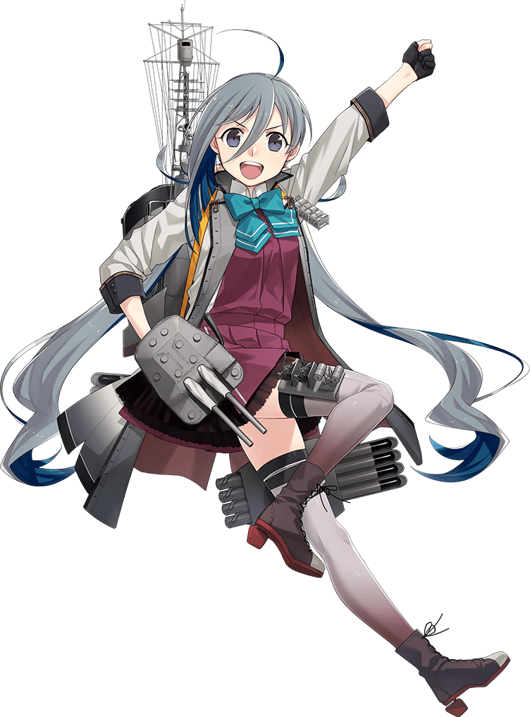 1girl, ahoge, bow, bowtie, fujikawa, full_body, grey_eyes, grey_hair