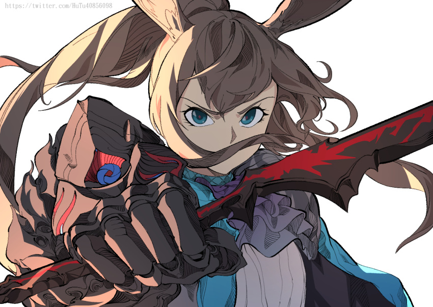 1girl, amiya_(arknights), animal_ears, aqua_eyes, arknights, ascot, black_coat, brown_hair