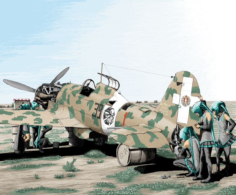 hatsune_miku, macchi_mc202, military, rxjx, vocaloid, world_war_ii, wwii