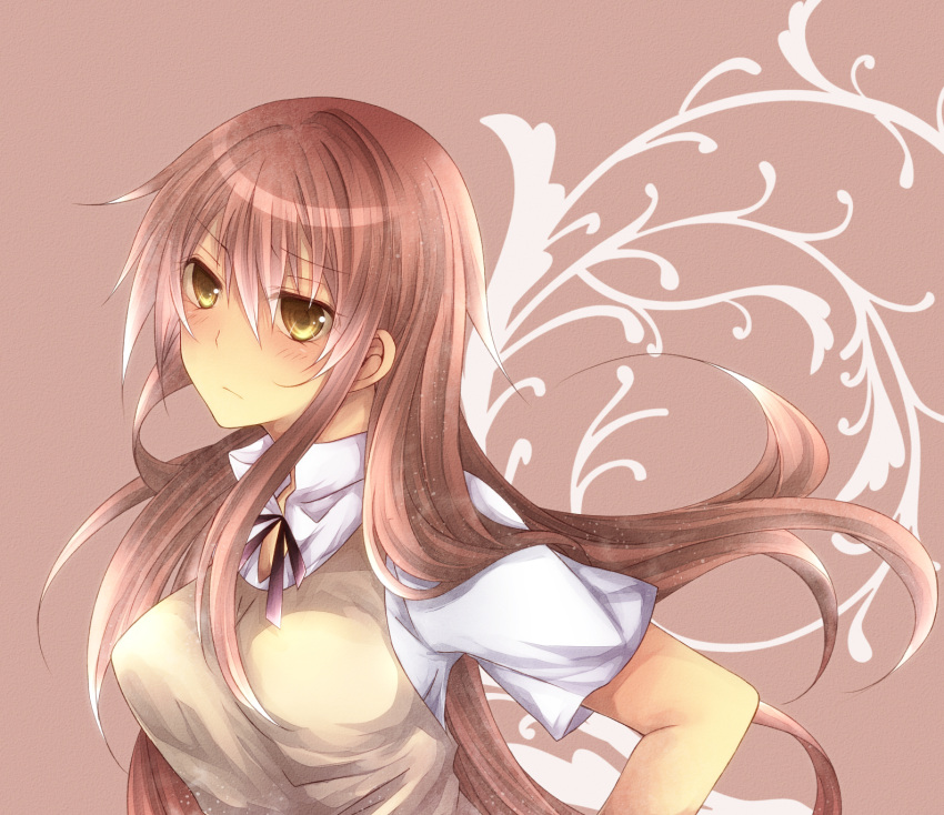 :<, akiduki_kozue, bad_id, brown_eyes, highres, long_hair, male, solo