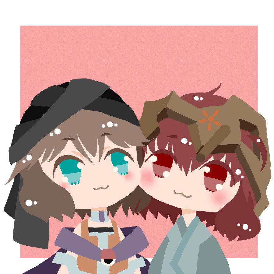 2others, :3, ahoge, androgynous, bandana, black_bandana, blue_eyes, blue_kimono