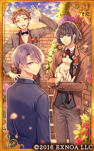 3boys, :d, amaichi_esora, animal, black_bow, black_bowtie, black_hair, black_vest