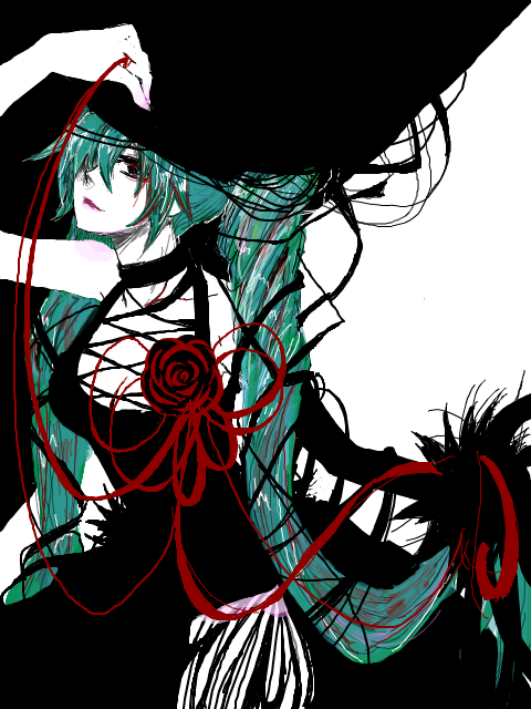 1girl, hatsune_miku, shino_(blackalice), solo, tegaki, vocaloid