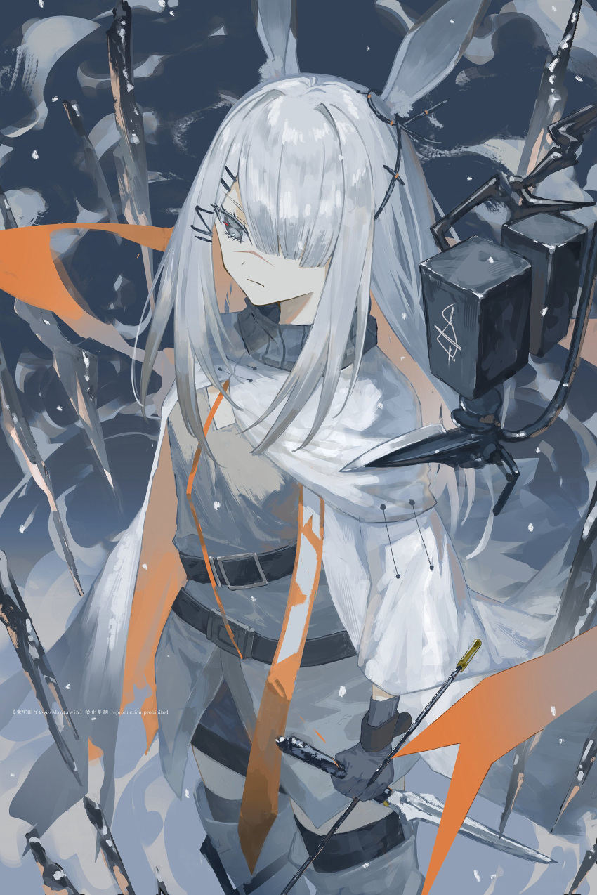 1girl, 3pel1, absurdres, animal_ears, arknights, black_gloves, blunt_bangs, coat