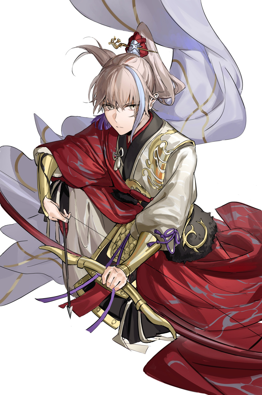 absurdres, archer_(fate/samurai_remnant), arrow_(projectile), bow_(weapon), chinese_clothes, commentary_request, fate/samurai_remnant, fate_(series)