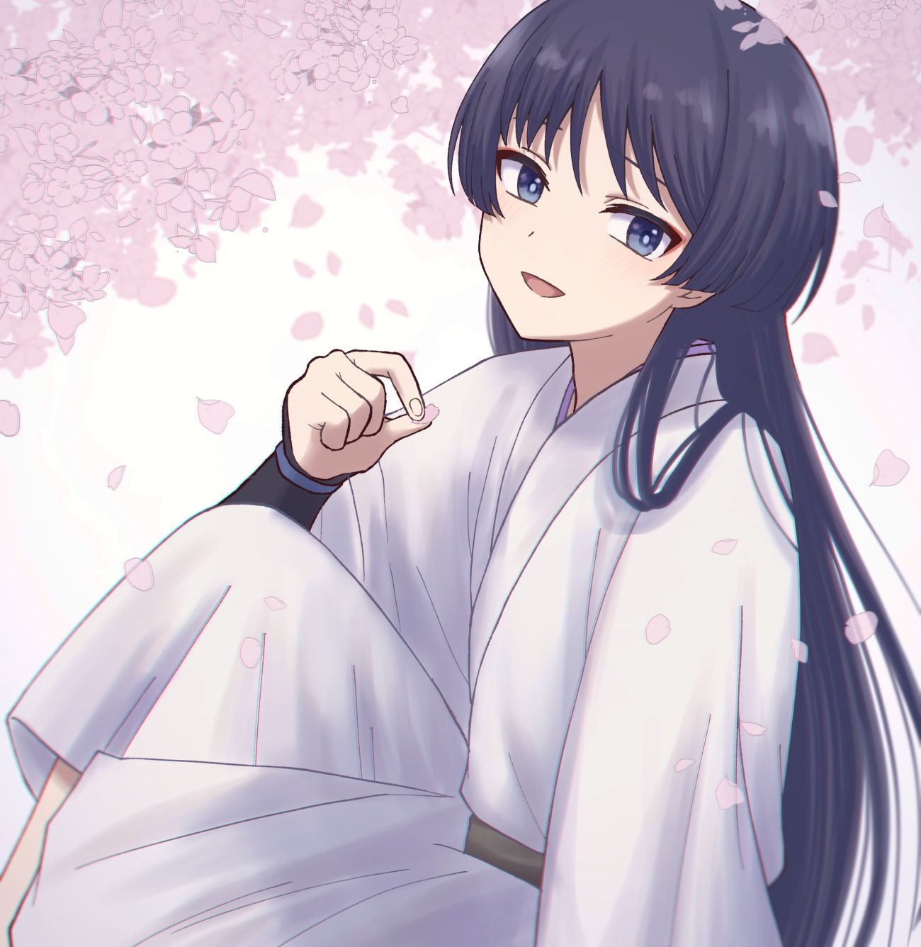 1boy, alternate_hairstyle, blue_eyes, genshin_impact, hair_between_eyes, highres, japanese_clothes, kimono