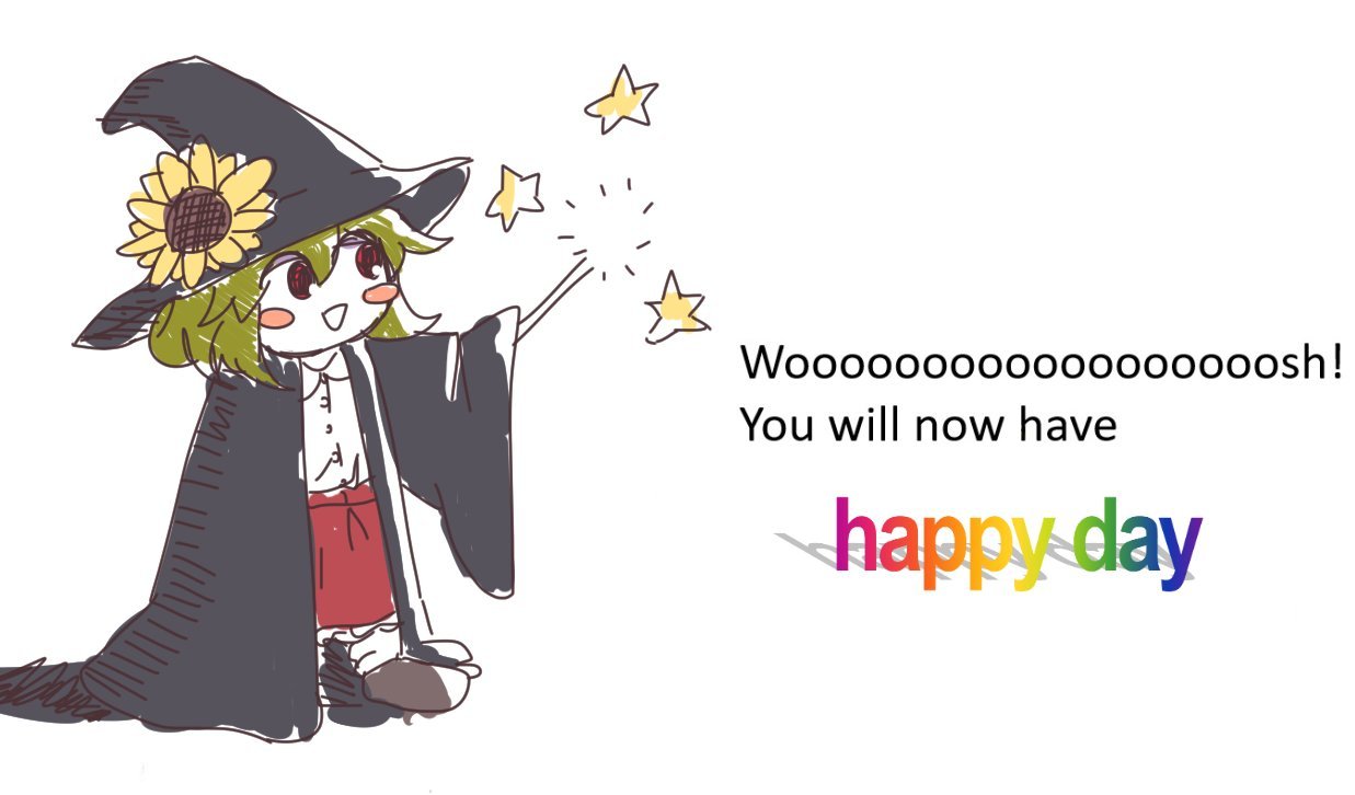 1girl, 4chan, black_cloak, black_headwear, blush_stickers, cloak, english_text, flower