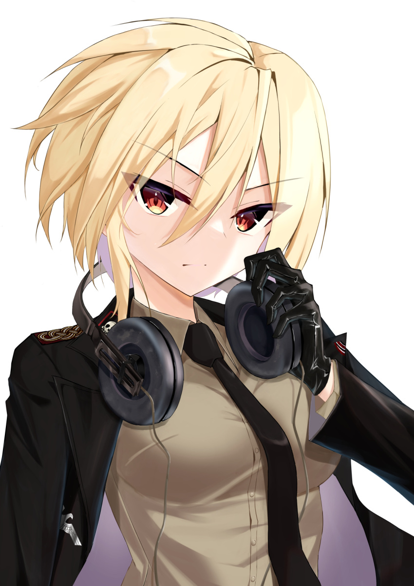 black_gloves, blonde_hair, breasts, gloves, highres, jiseki_rena, large_breasts, looking_at_viewer