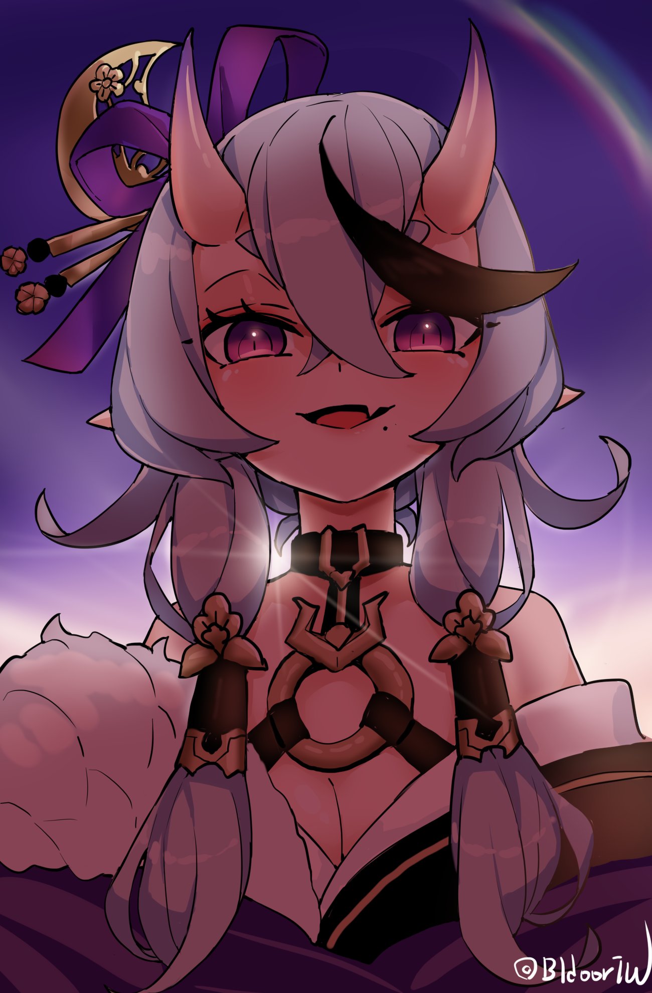 bidortw, highres, horns, nijisanji, oni, oni_horns, rindou_mikoto, twintails