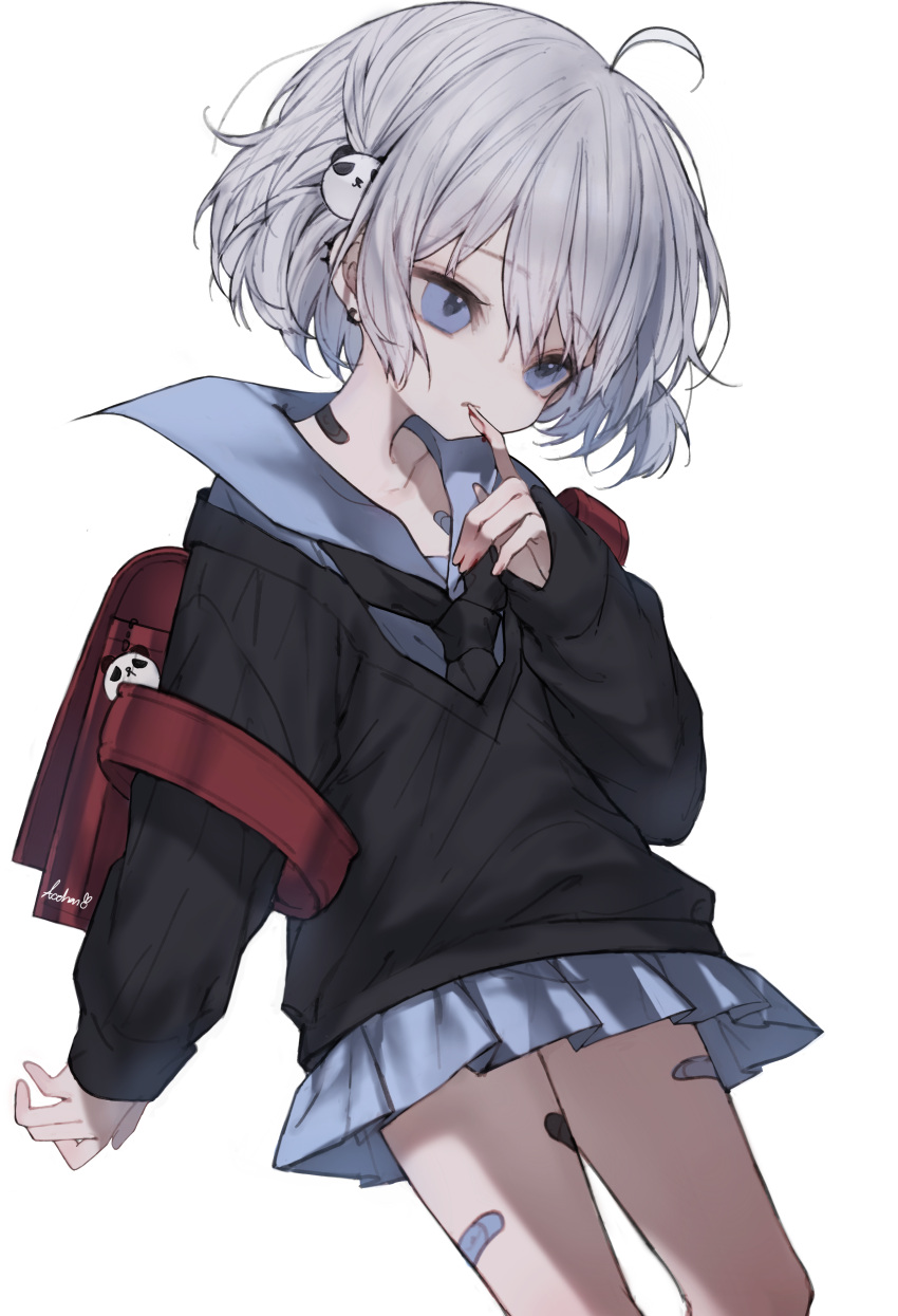 1girl, absurdres, aochan_1325, backpack, bag, bandaid, bandaid_on_leg, bandaid_on_neck