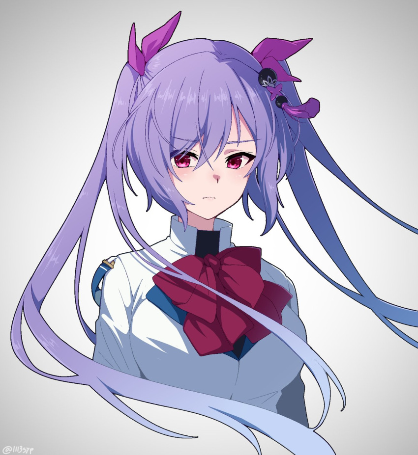 1113syp, 1girl, arms_at_sides, assault_lily, bow, bowtie, breasts, closed_mouth