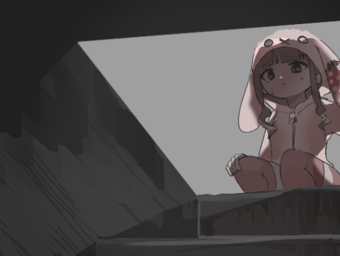 animal_ears, animal_hood, brown_hair, cosplay, curly_hair, fang, hood, hoodie