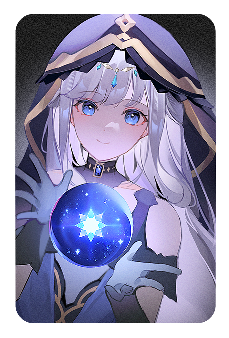 adina_savic, bare_shoulders, black_background, black_gloves, black_survival, blue_dress, blue_eyes, blue_hood