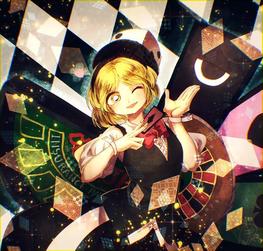 1other, androgynous, argyle, argyle_background, bad_id, bad_pixiv_id, between_fingers, black_background