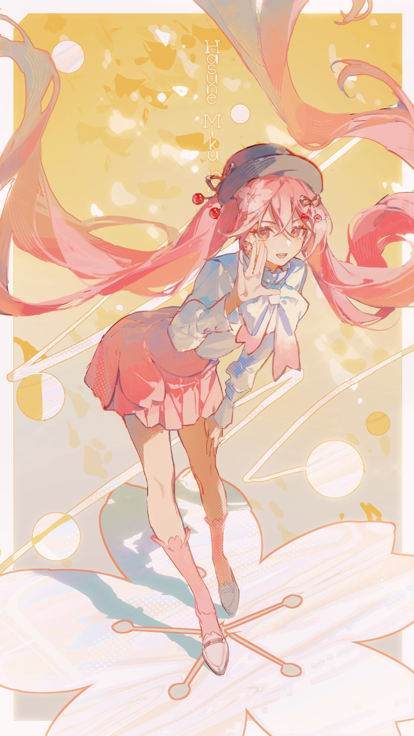 alternate_costume, anniversary, border, bow, bowtie, buttonniukoukou, character_name, cherry_blossoms