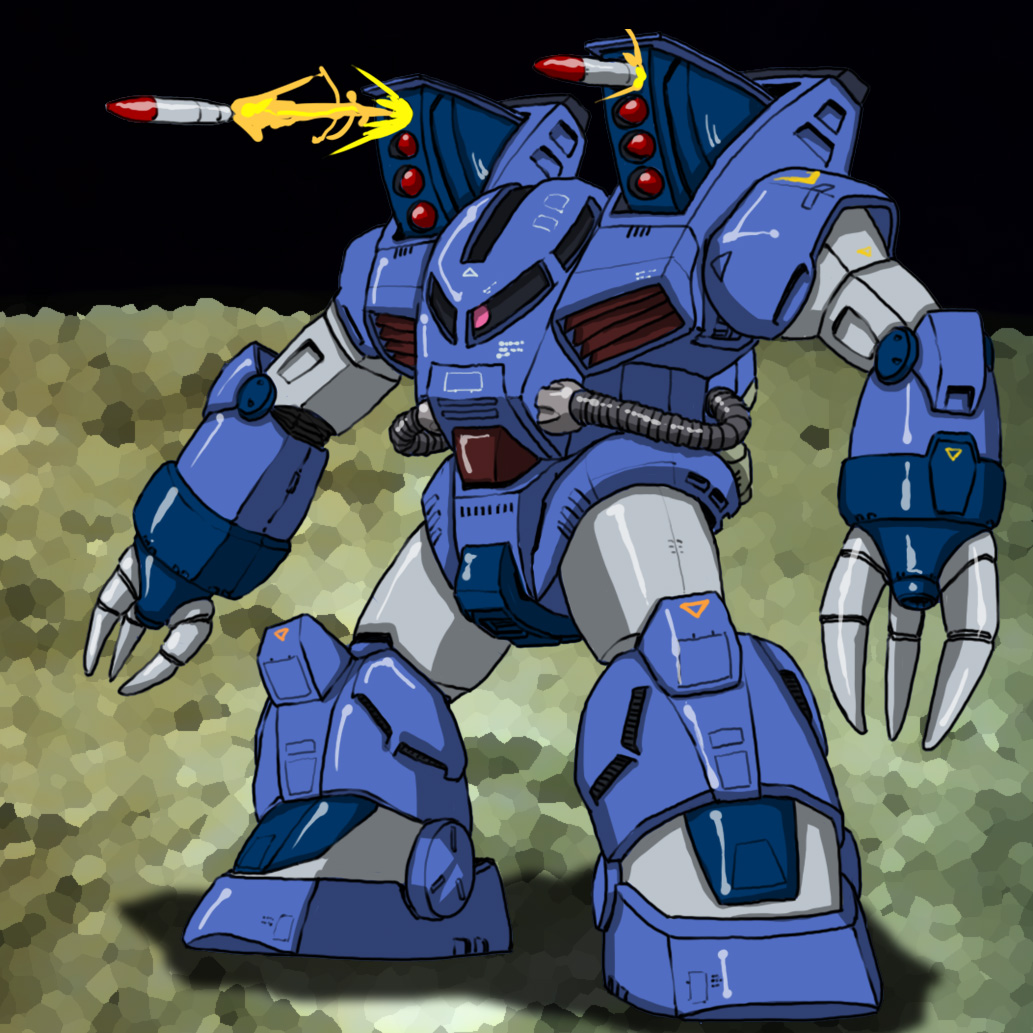 battle, cable, claws, commentary_request, concept_art, duel, firing, gatsha_(mobile_suit)