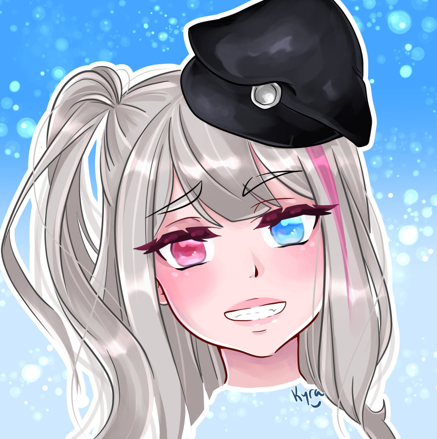 absurdres, beret, girls_frontline, grey_hair, hat, highres, kyranyan, mdr_(girls'_frontline)