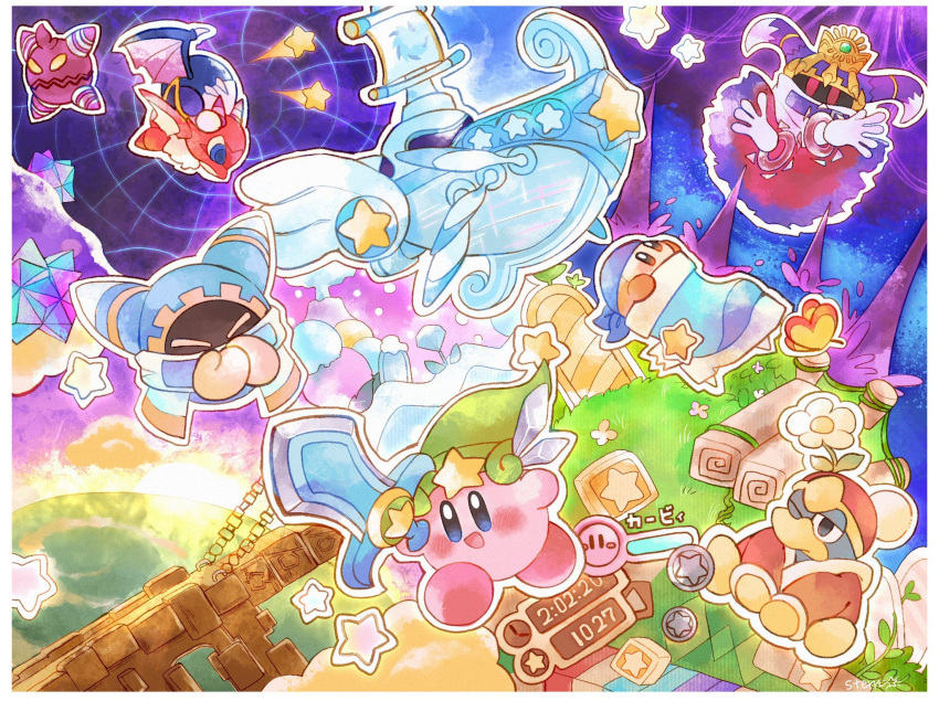 1other, 4boys, :d, aircraft, airship, armor, artist_name, bandana