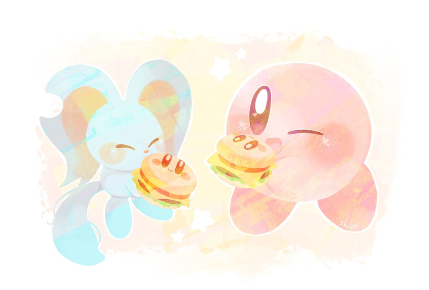 ;d, ^_^, blush, blush_stickers, burger, cheese, closed_eyes, elfilin