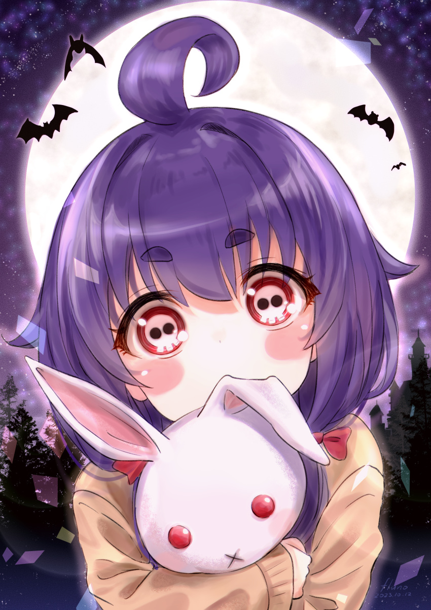 :x, absurdres, ahoge, artist_name, bat_(animal), blush_stickers, castle, dark_gathering