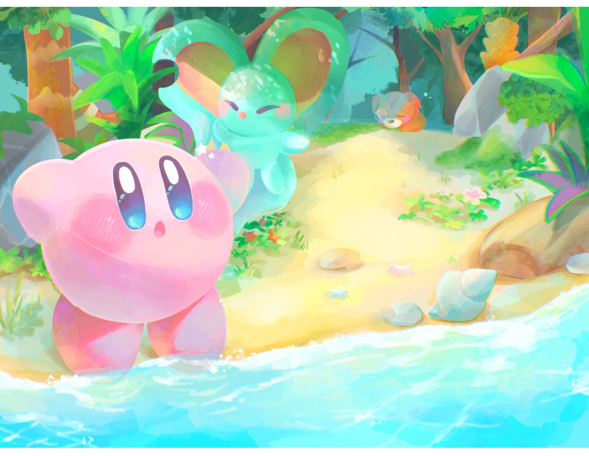 :o, arms_up, awoofy, beach, blue_eyes, blush, blush_stickers, bush