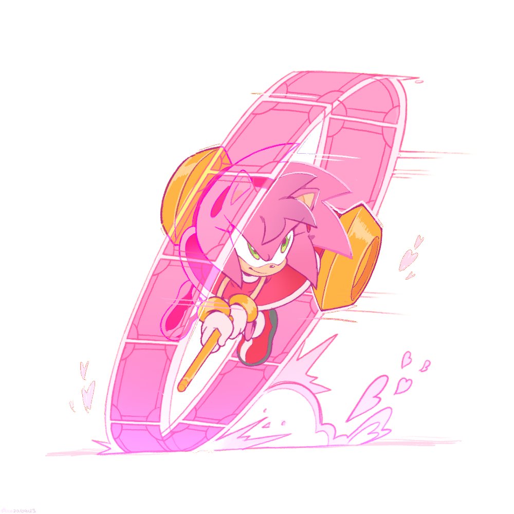 1girl, akira_slide, amy_rose, bare_shoulders, boots, bracelet, dress, energy_card