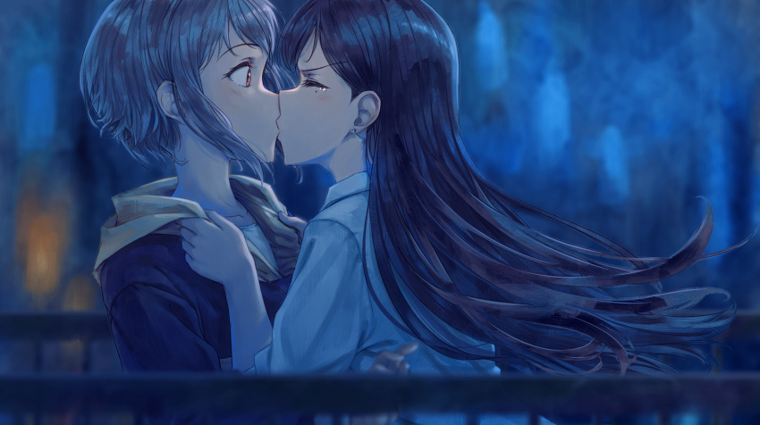 2girls, absurdres, bang_dream!, bang_dream!_it's_mygo!!!!!, blurry, blurry_background, brown_hair, closed_eyes