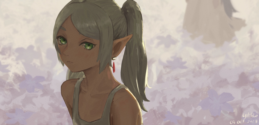absurdres, dungeon_meshi, earrings, elf, fern_(sousou_no_frieren), frieren, highres, jewelry