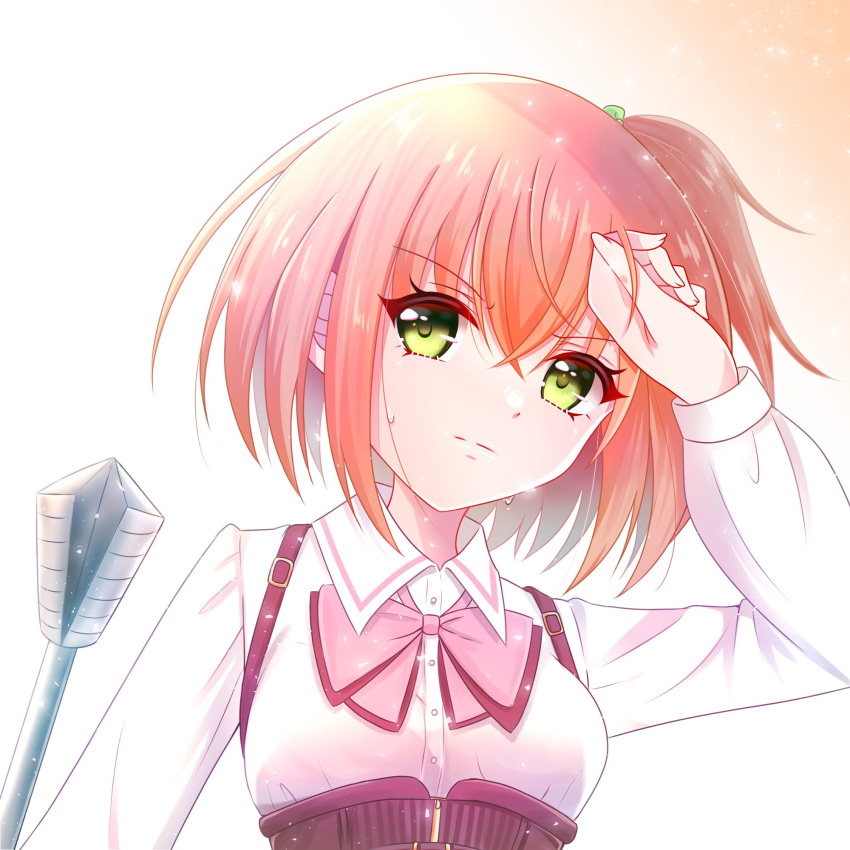1girl, amamiya_sophia_seren, anjou_seira, arm_at_side, arm_up, assault_lily, bow, bowtie