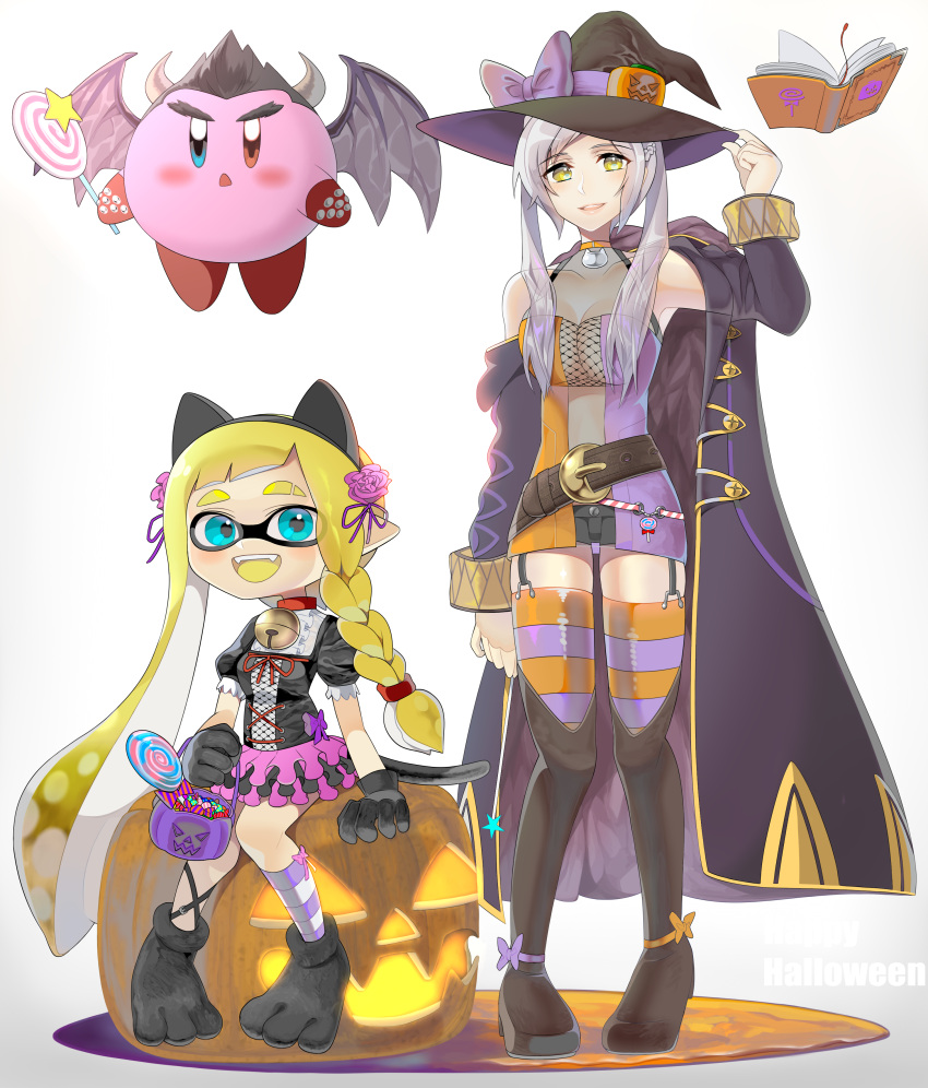 2girls, absurdres, adjusting_clothes, adjusting_headwear, animal_ears, animal_hands, ao_hito, bell