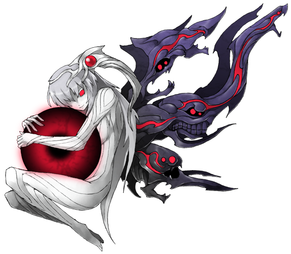 mazeran, persona, red_eyes, shinki, side_ponytail, silver_hair, touhou, wings
