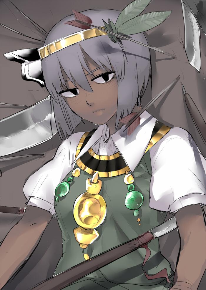 1girl, aaaa_(aaaa480), arrow_(projectile), asatsuki_(cookie), black_eyes, black_ribbon, breasts, closed_mouth