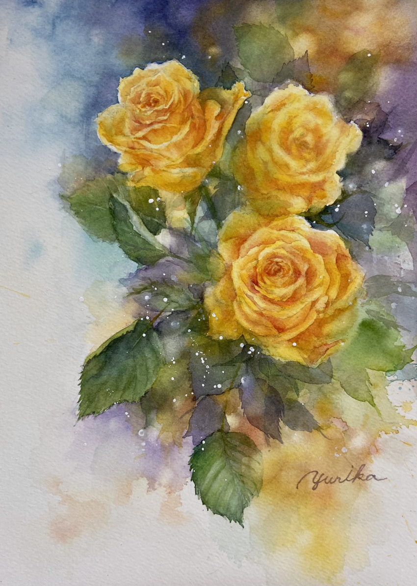 flower, highres, leaf, no_humans, ooy33151086, original, painting_(medium), plant