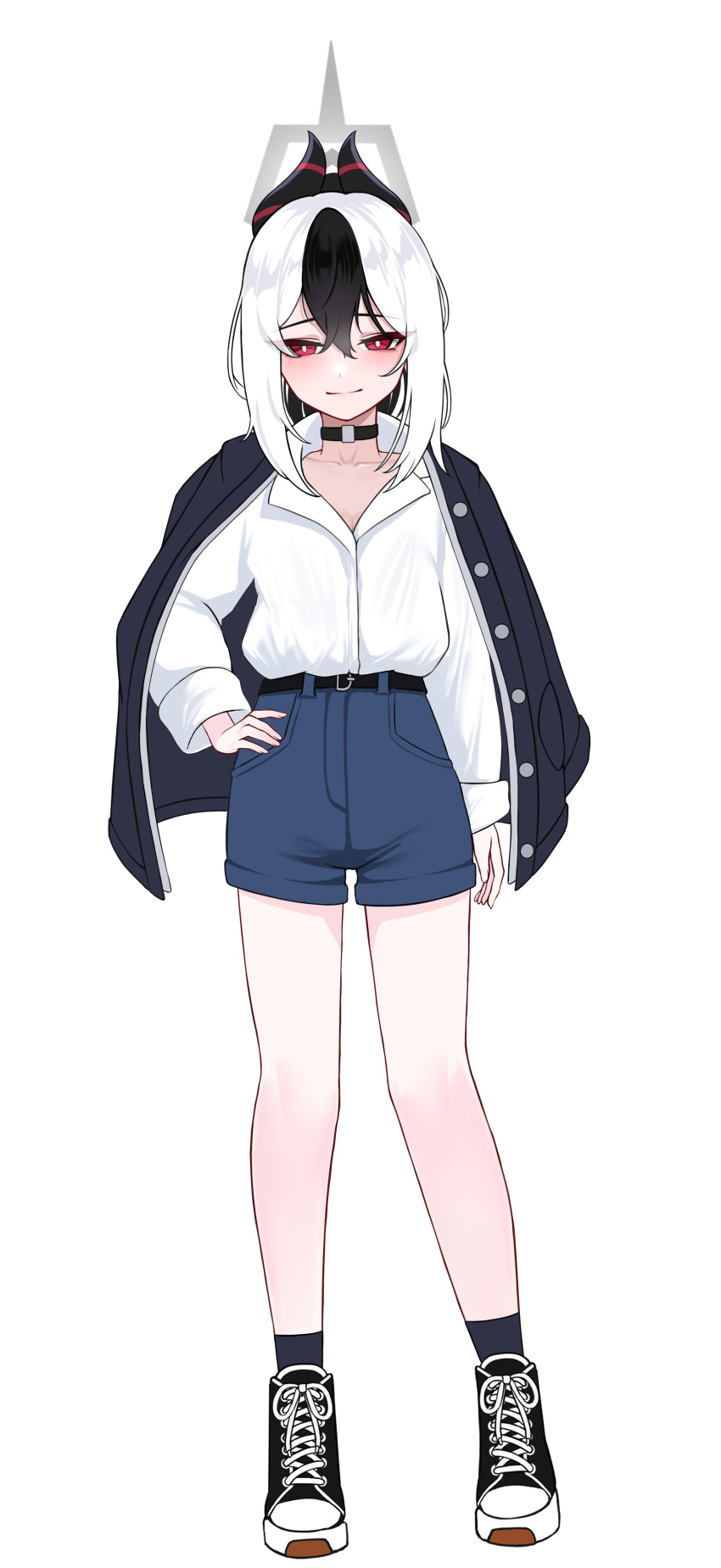 1girl, 82jhin, absurdres, alternate_costume, belt, black_belt, black_footwear, black_hair