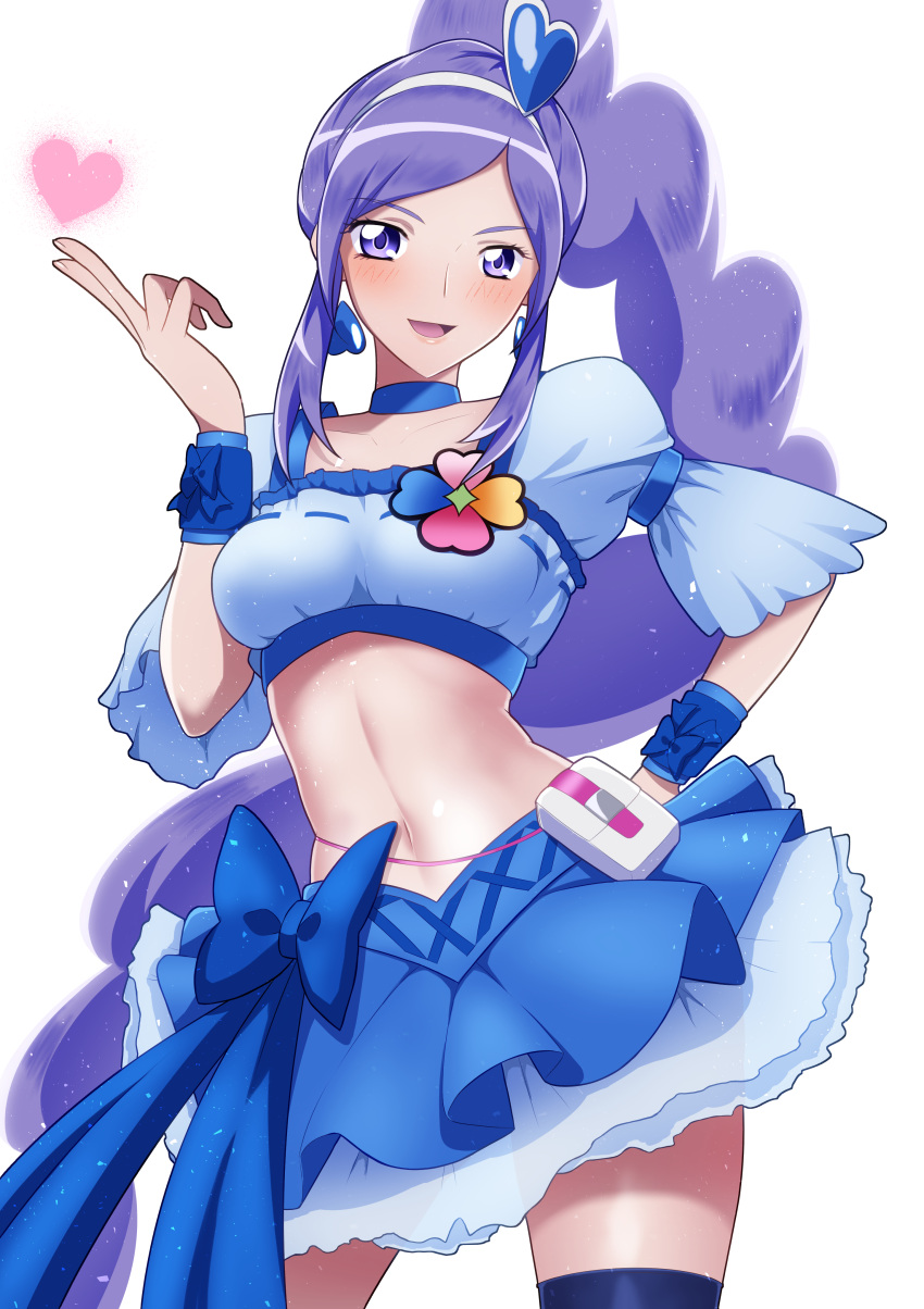 1girl, absurdres, aono_miki, blue_choker, blue_eyes, blue_skirt, bow, breasts