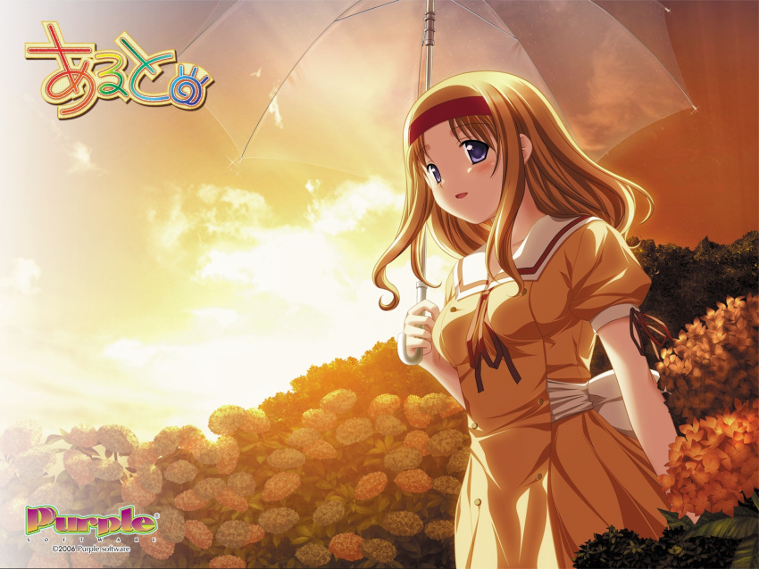 aruto, blonde_hair, purple_software, seifuku, umbrella, violet_eyes, wakana_chitose