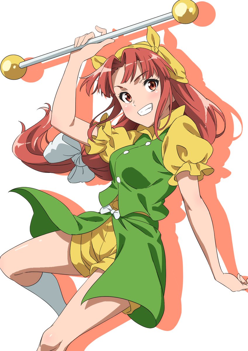 1girl, breasts, collared_shirt, frilled_sleeves, frills, green_vest, grin, gyouza_(mhea5724)