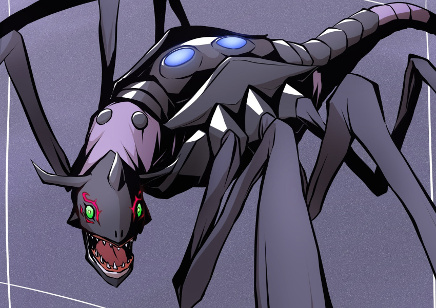 1other, armagemon, bug, digimon, digimon_(creature), green_eyes, grey_background, horns