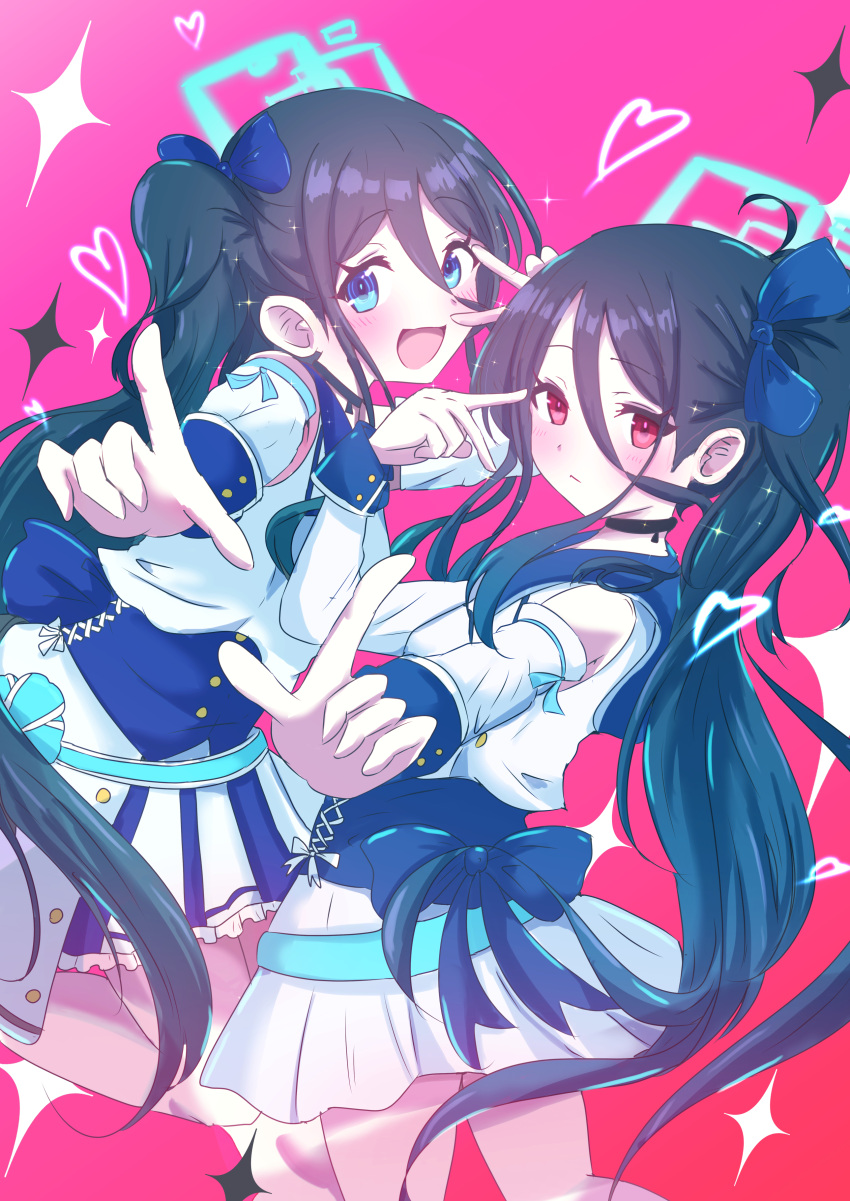 <key>_(blue_archive), 2girls, absurdres, aris_(blue_archive), black_choker, black_hair, blue_archive, blue_bow
