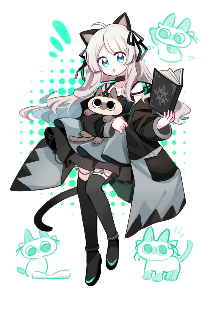 1girl, :o, absurdres, akaruku, animal, animal_ears, arknights, bare_shoulders