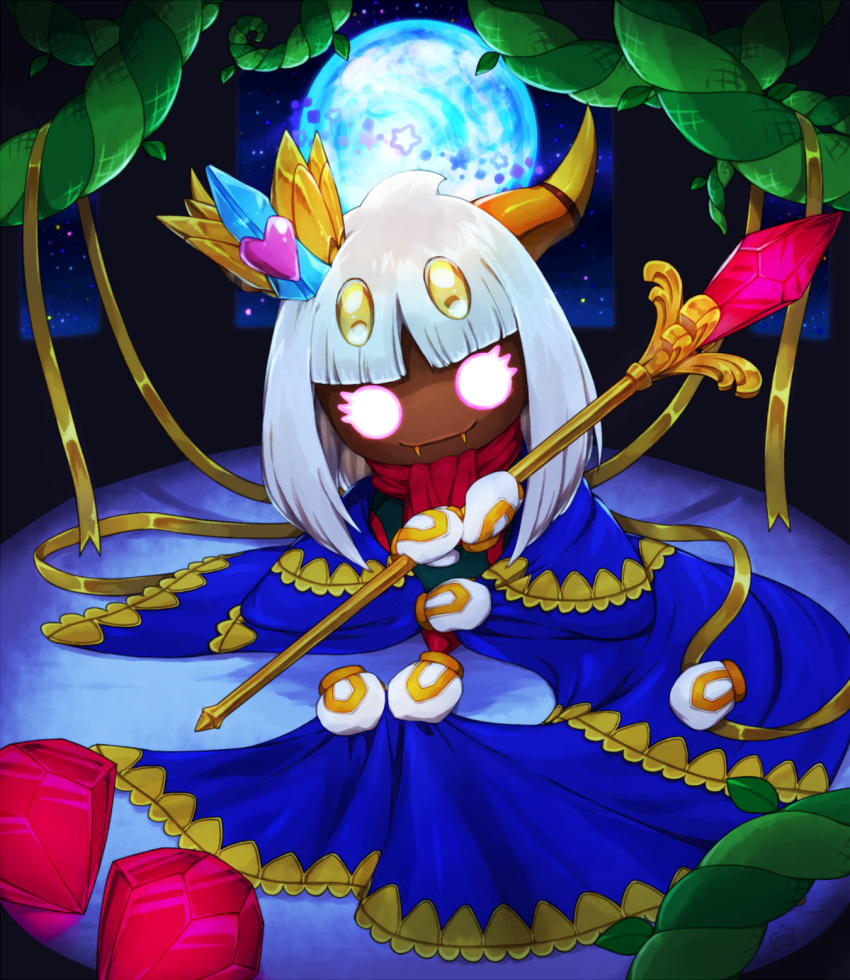 1girl, cape, crown, disembodied_limb, extra_arms, fangs, gem, gloves