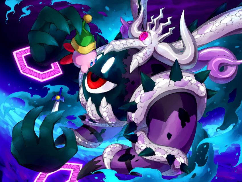 crown, disembodied_limb, green_headwear, highres, horns, kirby, kirby's_return_to_dream_land, kirby_(series)