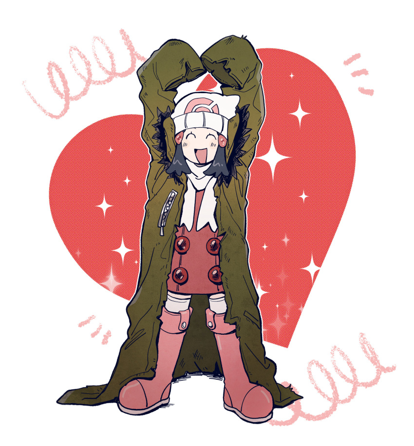 1girl, 79x_(ox79xo), arms_up, commentary_request, hat, heart, heart_arms, highres