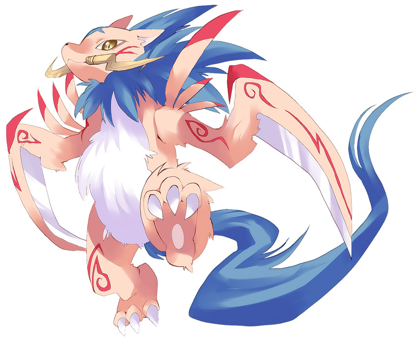 claws, digimon, fur, kyuukimon, moka-momaka, monster, no_humans, paws, simple_background