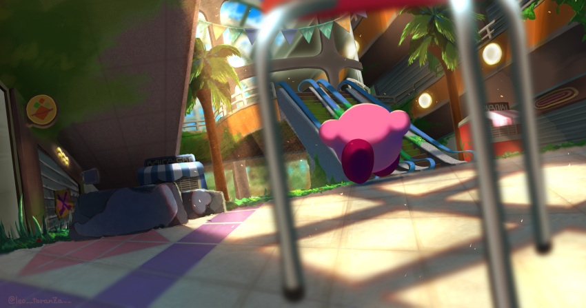 colored_skin, escalator, grass, highres, indoors, kirby, kirby_(series), kirby_and_the_forgotten_land