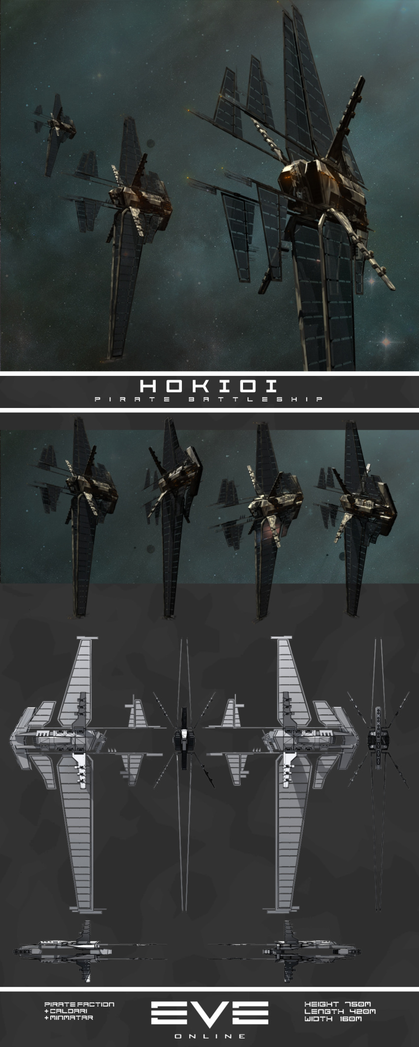 3d, absurdres, battleship_(eve_online), caldari_state_(eve_online), commentary, concept_art, copyright_name, damage-sponge, eve_online, fleet, floating, from_side, glowing, highres, logo, military_vehicle, minmatar_republic_(eve_online), multiple_views, nebula, no_humans, original, outdoors, pirate_faction_(eve_online), realistic, reference_sheet, science_fiction, sky, space, spacecraft, star_(sky), starry_sky, vehicle_focus, zero_gravity