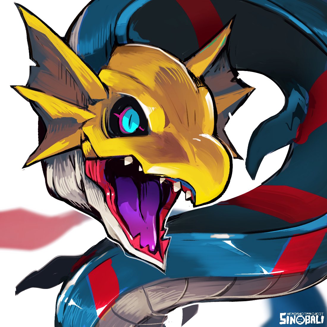 1other, artist_name, black_sclera, blue_eyes, colored_sclera, digimon, digimon_(creature), looking_at_viewer