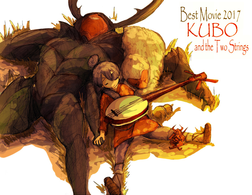 2017, 2boys, 2others, absurdres, beetle_(kubo_and_the_two_strings), brown_footwear, closed_eyes, closed_mouth