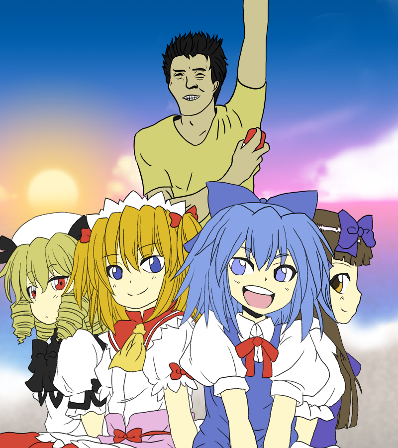 artist_request, cirno, luna_child, matsuoka_shuzo, star_sapphire, sunny_milk, touhou